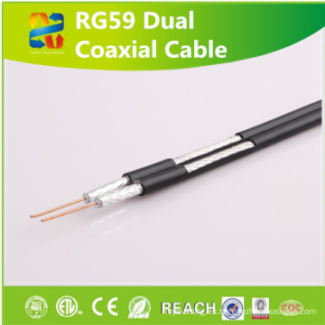 Cable RG59 del CCTV con el cable siamés de la escopeta Rg59 del alambre de la energía